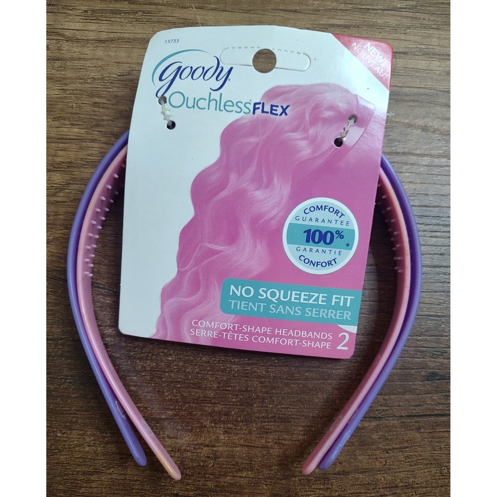 NOS Goody Ouchless Flex Headband 2 Ct No Squeeze Fit Pink Purple Z28